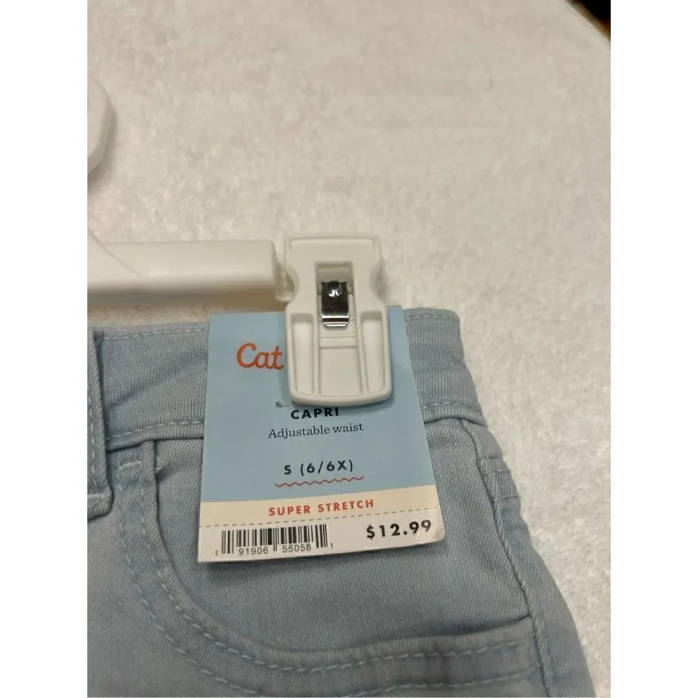 NWT Cat & Jack large light blue cropped Capri 5 pocket jeans